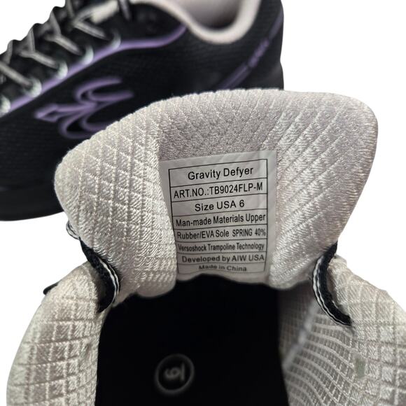 Gravity Defyer Mighty Walk Shoes Size 6 Black Purple Sneakers Athletic TB9024FLP - Picture 8 of 8